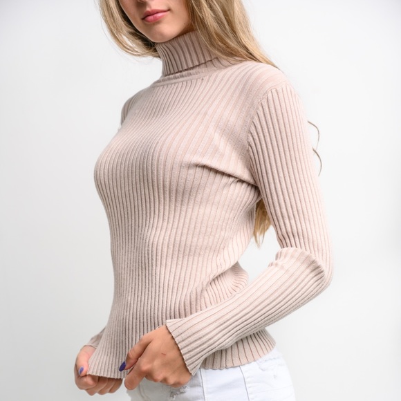 Kendall & Kylie Nude Ribbed Turtleneck - Picture 1 of 5